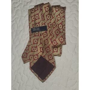 POLO Ralph Lauren SILK TIE unusual colors BRICK TAN Geometric Soft and Handmade